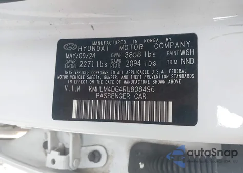 2024 Hyundai Elantra Sel z USA, uszkodzony, nr VIN KMHLM4DG4RU808496